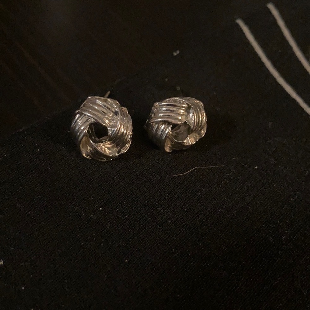 Silver knot stud earrings NWOT never worn FREE with any other purchase!!